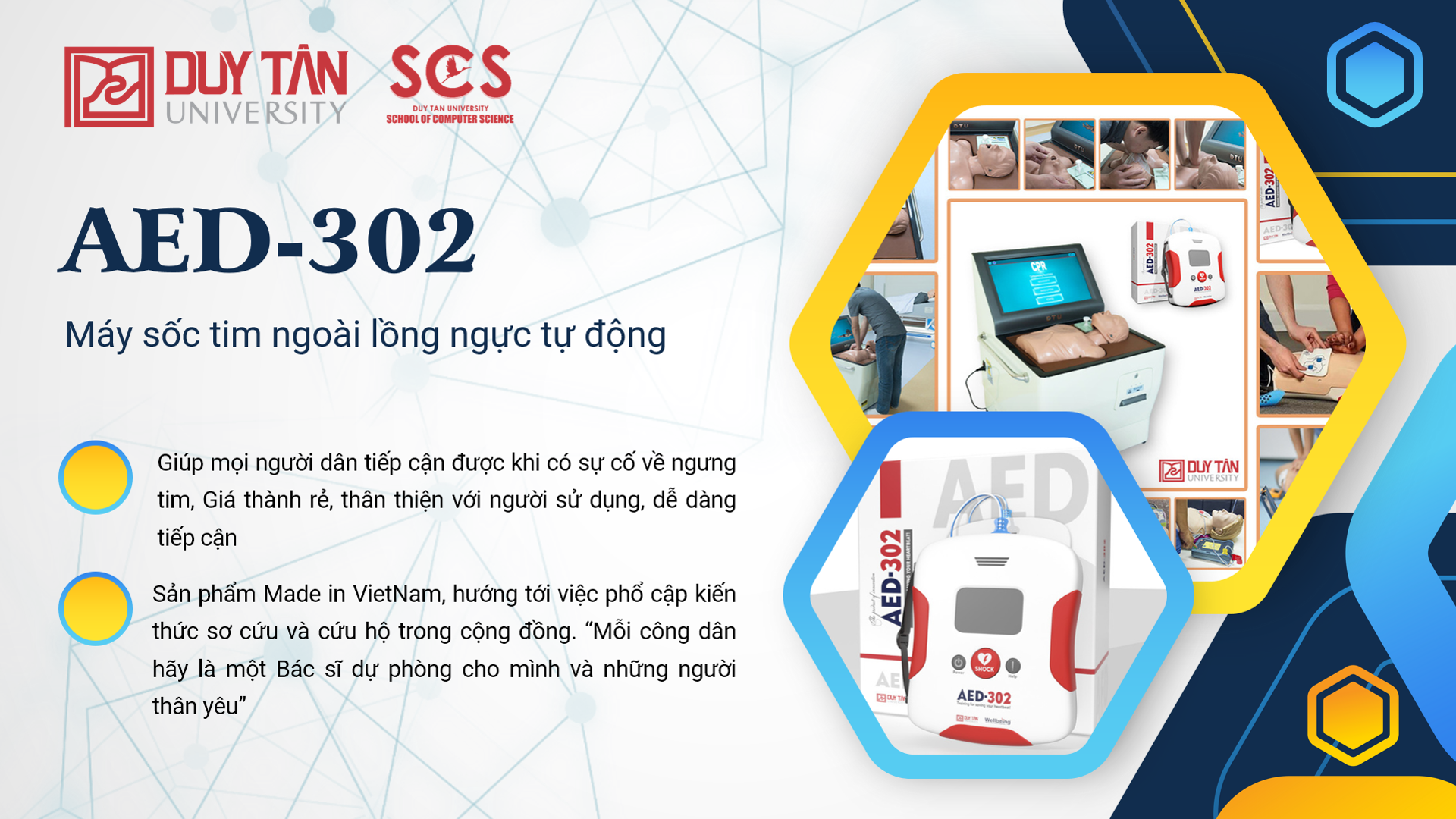 Máy sốc tim AED-302 ngoài lồng ngực tự động
